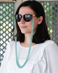 Amazonite beads mask & glass chain