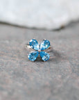 Ame Garnet, Blue Topaz, Peridot & Citrine Gemstone Silver 925 Ring