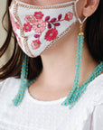 Amazonite beads mask & glass chain