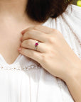 Exquisite ruby & diamond Silver 925 ring