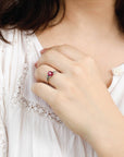 Staggering Ruby and Diamonds with Silver 925 Ring