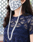 Chalcedony beads silver mask & glass chain