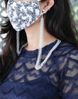 Chalcedony beads silver mask & glass chain