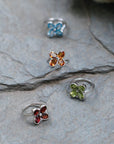 Ame Garnet, Blue Topaz, Peridot & Citrine Gemstone Silver 925 Ring
