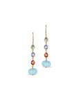 Blue Topaz & Multi Color Stone 18K Gold Drop Earrings