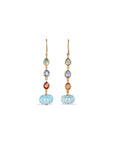 Blue Topaz & Multi Color Stone 18K Gold Drop Earrings