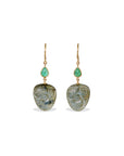 Labradorite & Emerald 18K Gold Earrings