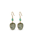Labradorite & Emerald 18K Gold Earrings