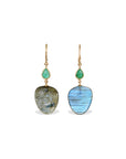 Labradorite & Emerald 18K Gold Earrings