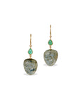 Labradorite & Emerald 18K Gold Earrings