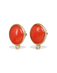Coral & Diamond 18K Gold Earrings