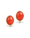 Coral & Diamond 18K Gold Earrings