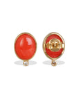 Coral & Diamond 18K Gold Earrings