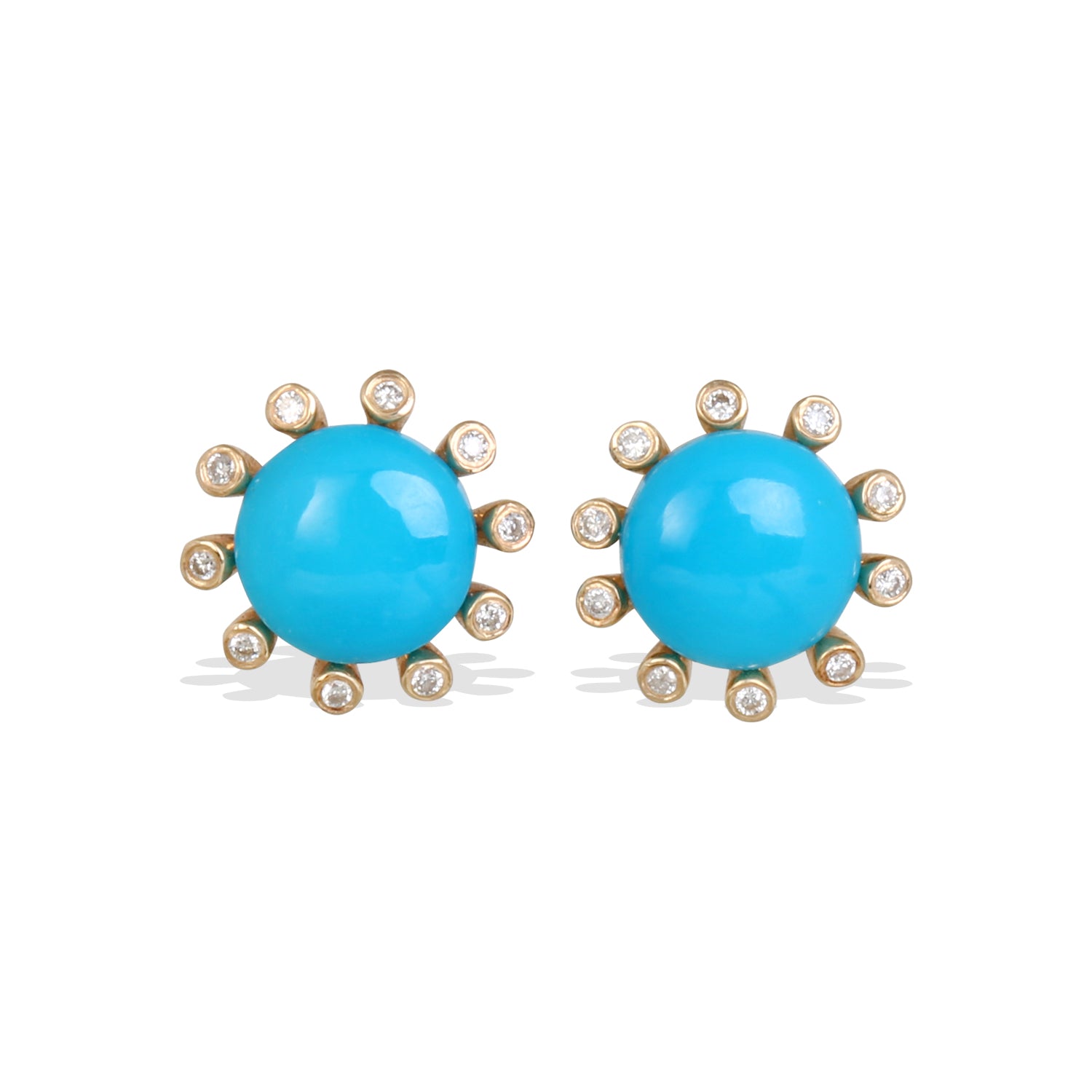 Turquoise & Diamond 14K Gold Earrings
