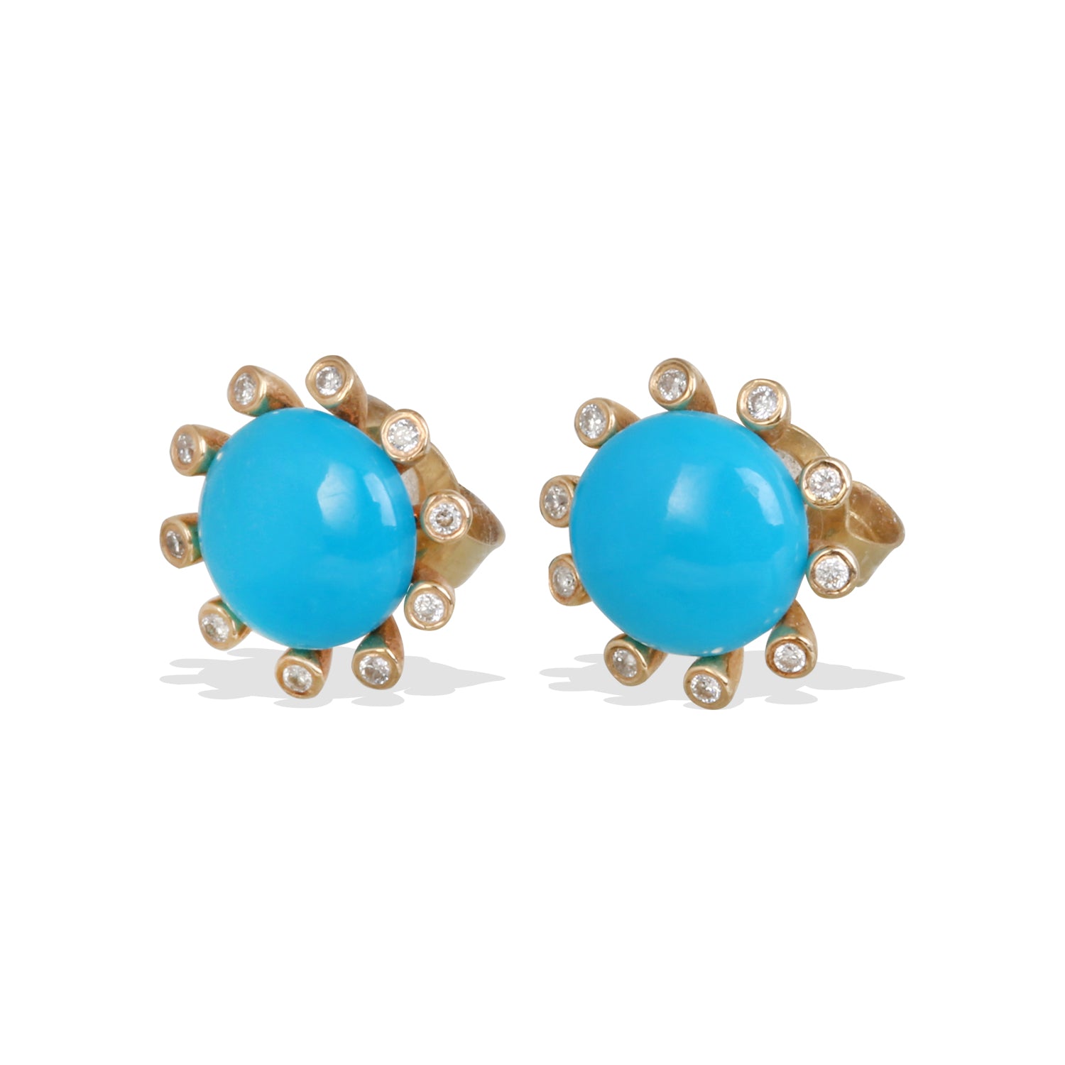 Turquoise & Diamond 14K Gold Earrings