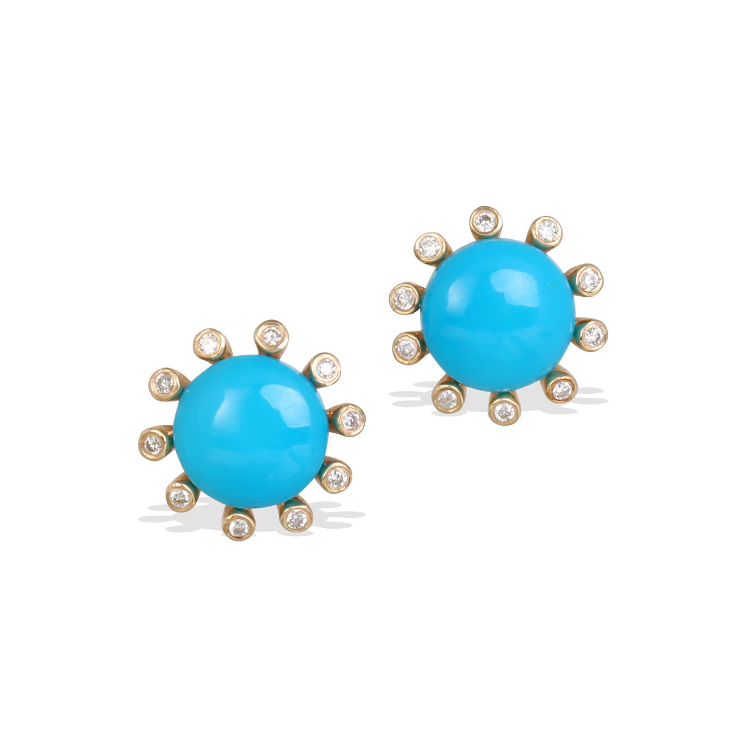 Turquoise & Diamond 14K Gold Earrings