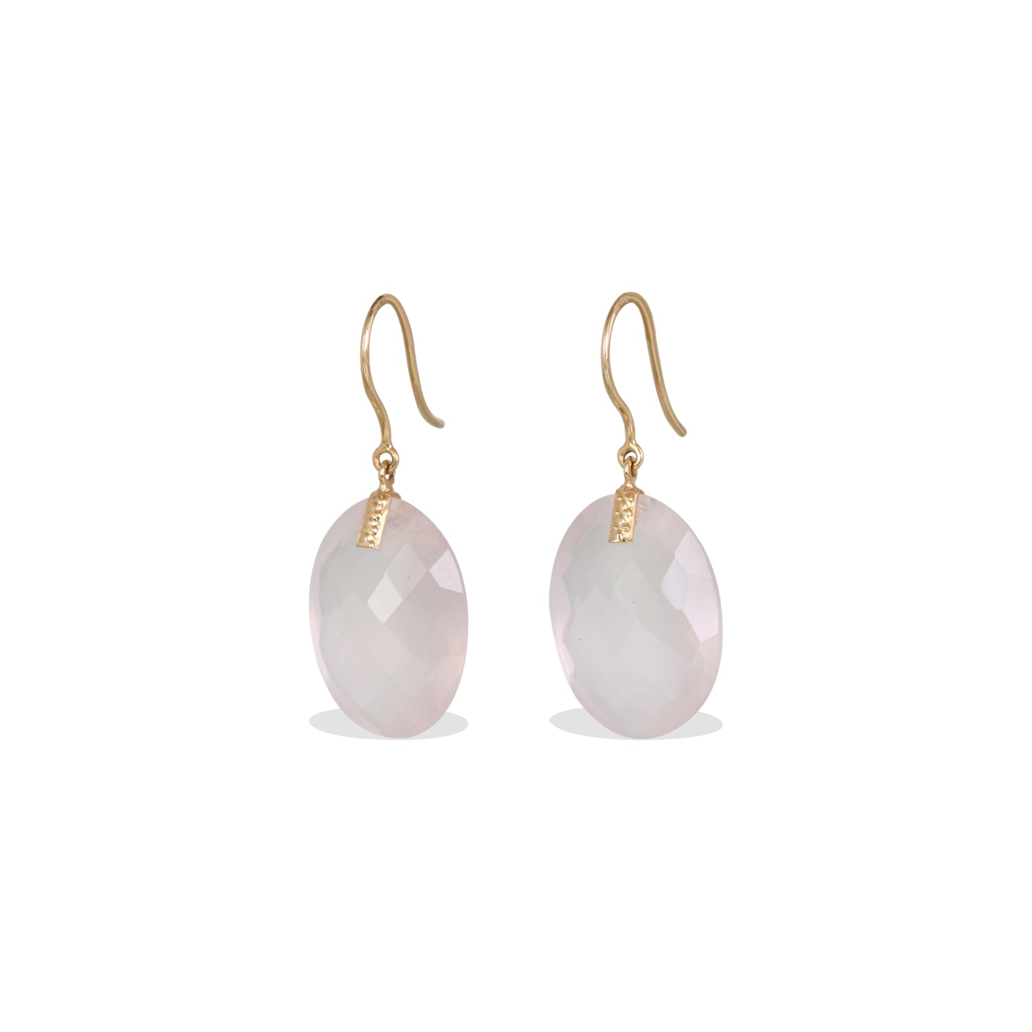 Rose Quartz 18K Gold Earrings
