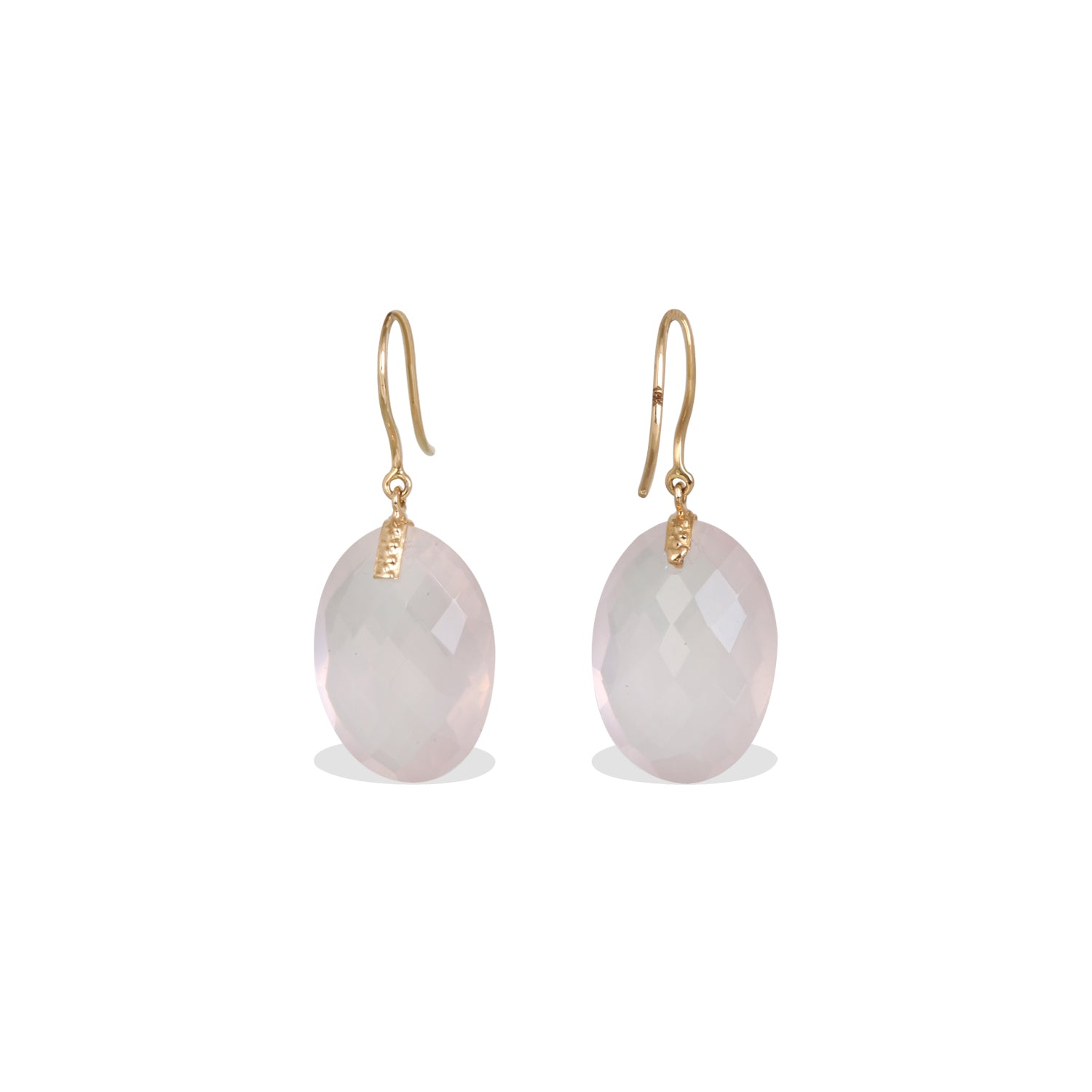 Rose Quartz 18K Gold Earrings