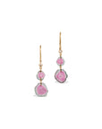 Watermelon Tourmaline & Diamond 18K Gold Earrings