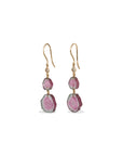 Watermelon Tourmaline & Diamond 18K Gold Earrings
