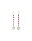 Green Amethyst & Tourmaline 18K Gold Earrings
