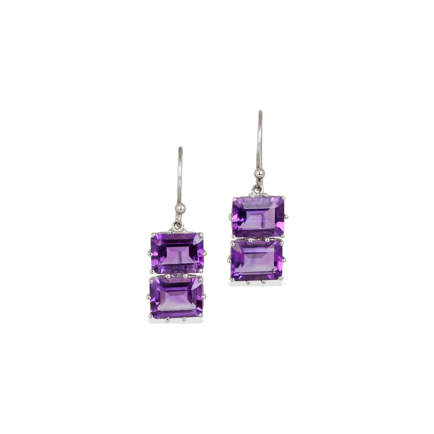 Amethyst 18K White Gold Earrings