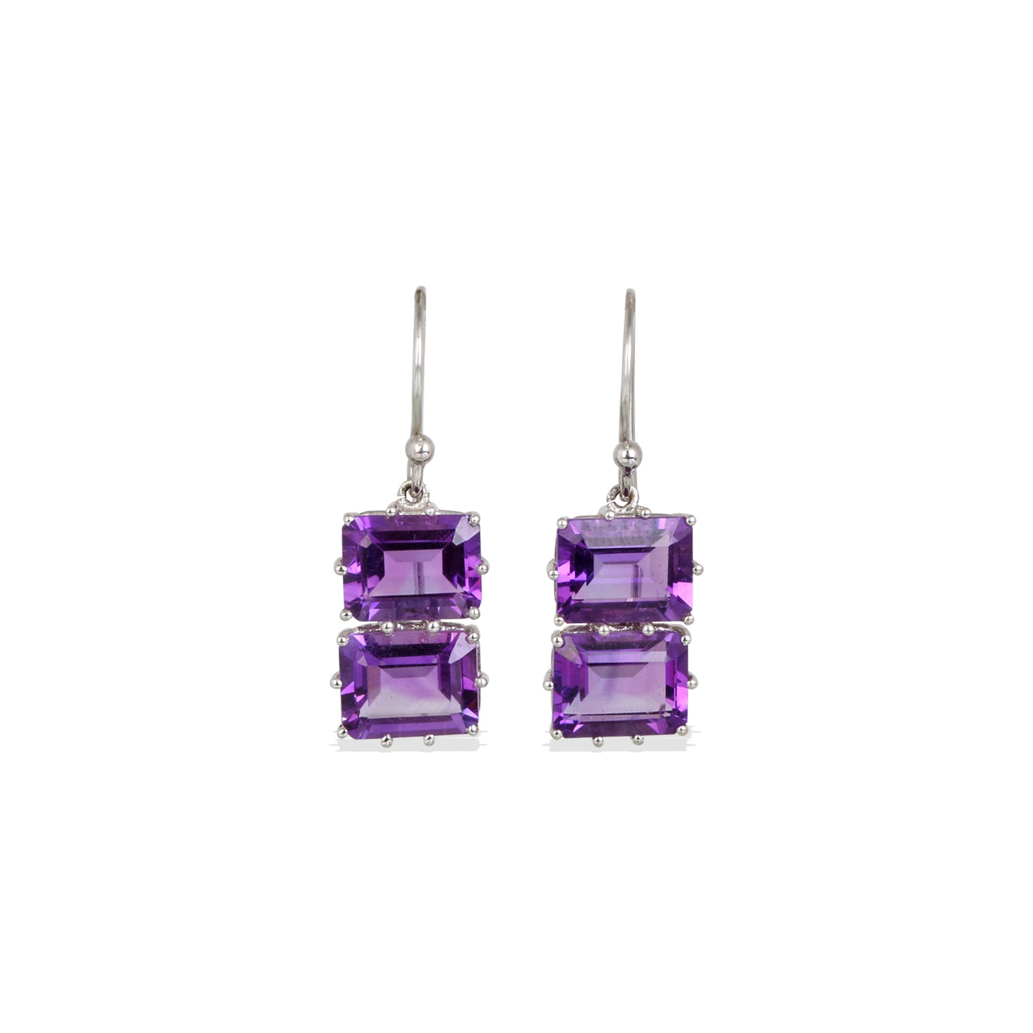 Amethyst 18K White Gold Earrings