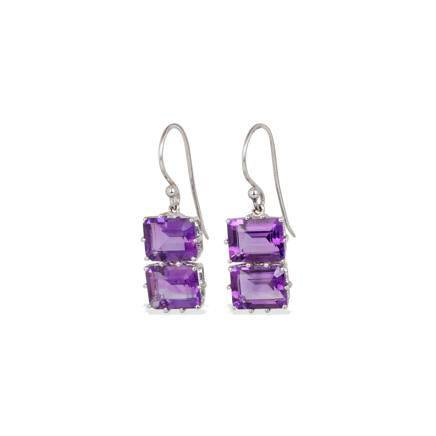 Amethyst 18K White Gold Earrings