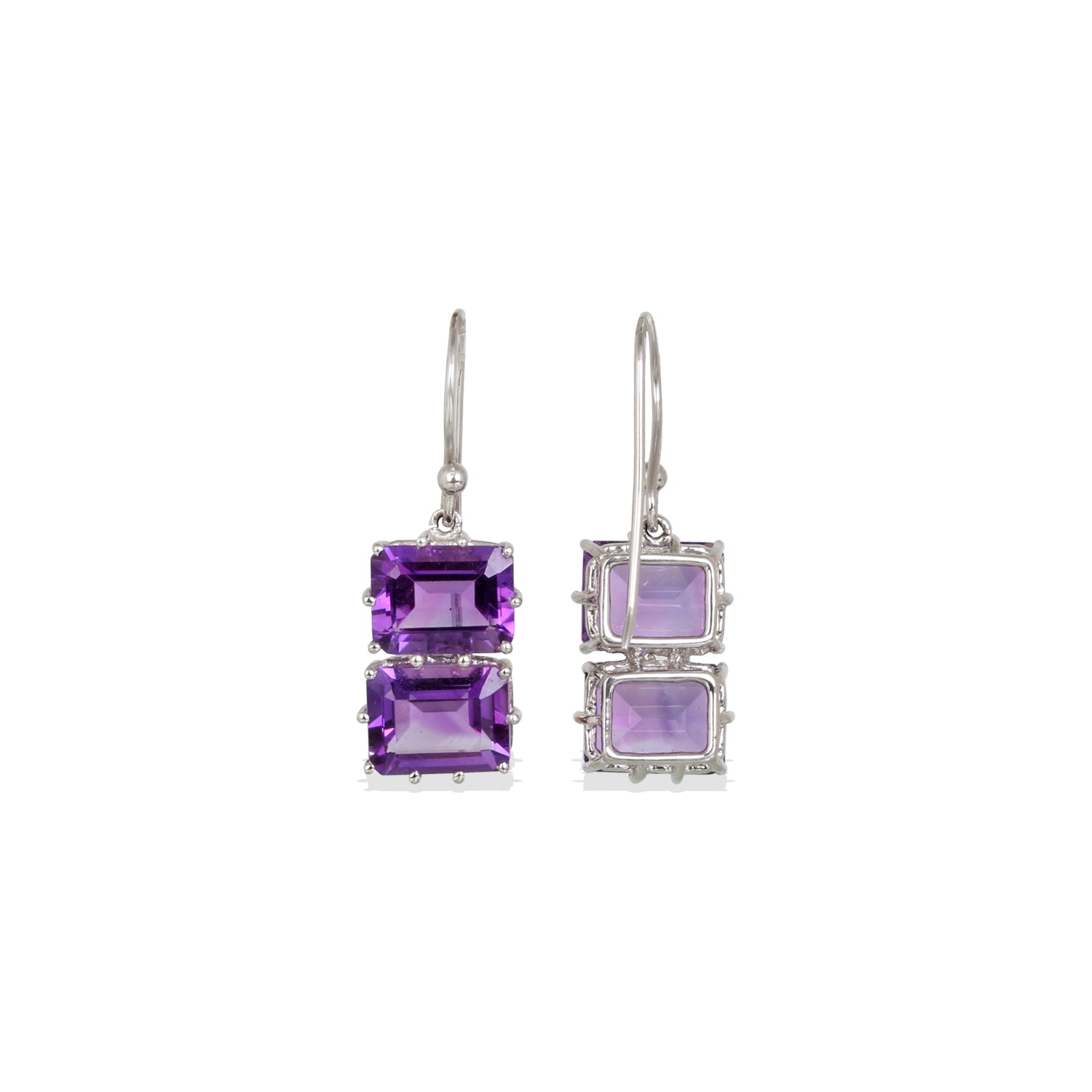 Amethyst 18K White Gold Earrings