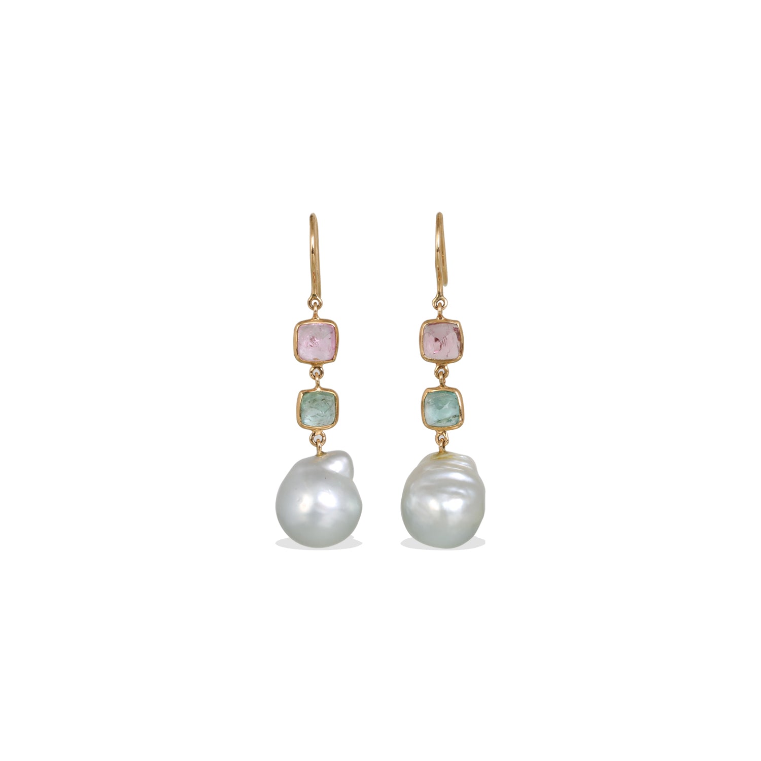 Pearl & Tourmaline 18K Gold Earrings