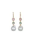 Pearl & Tourmaline 18K Gold Earrings