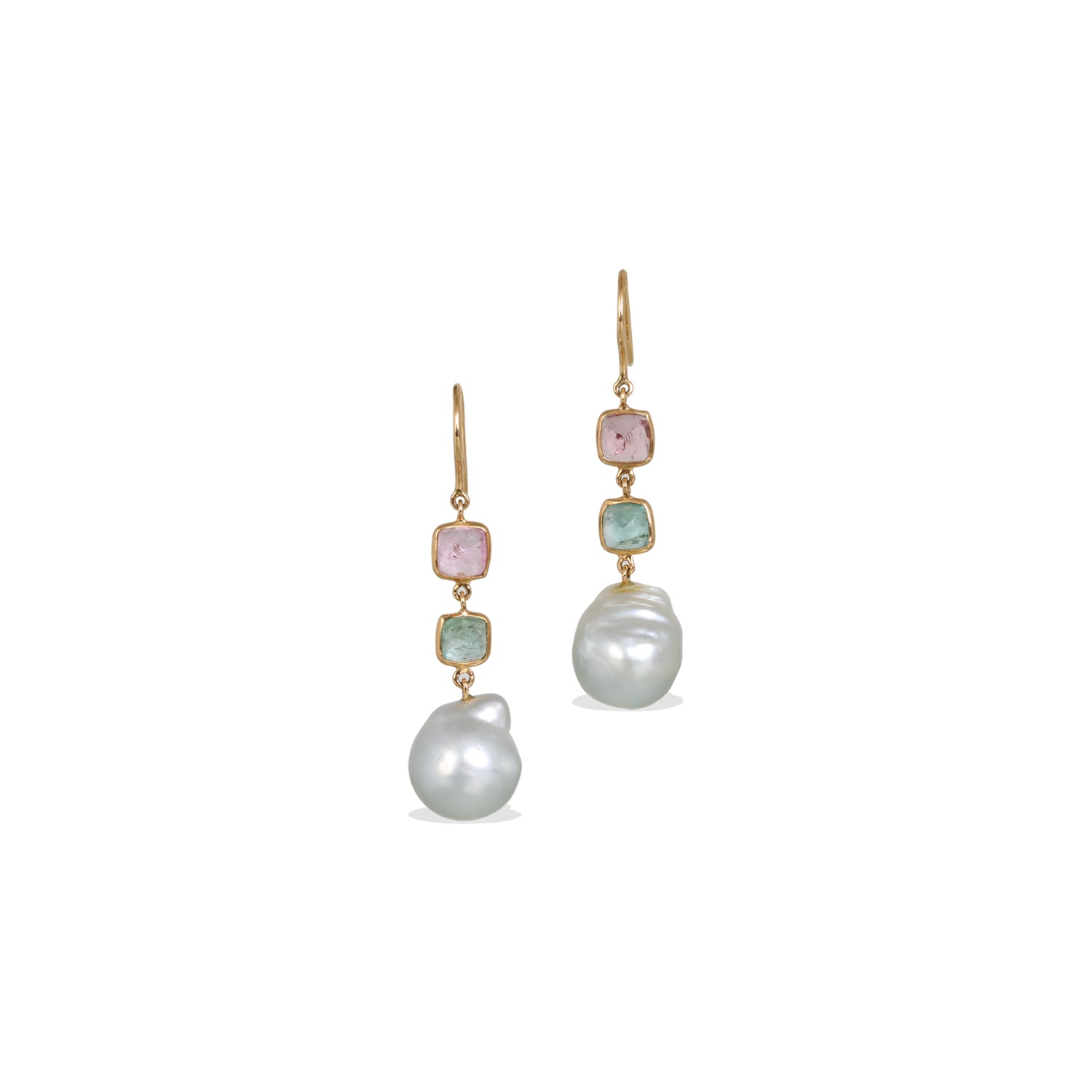 Pearl & Tourmaline 18K Gold Earrings
