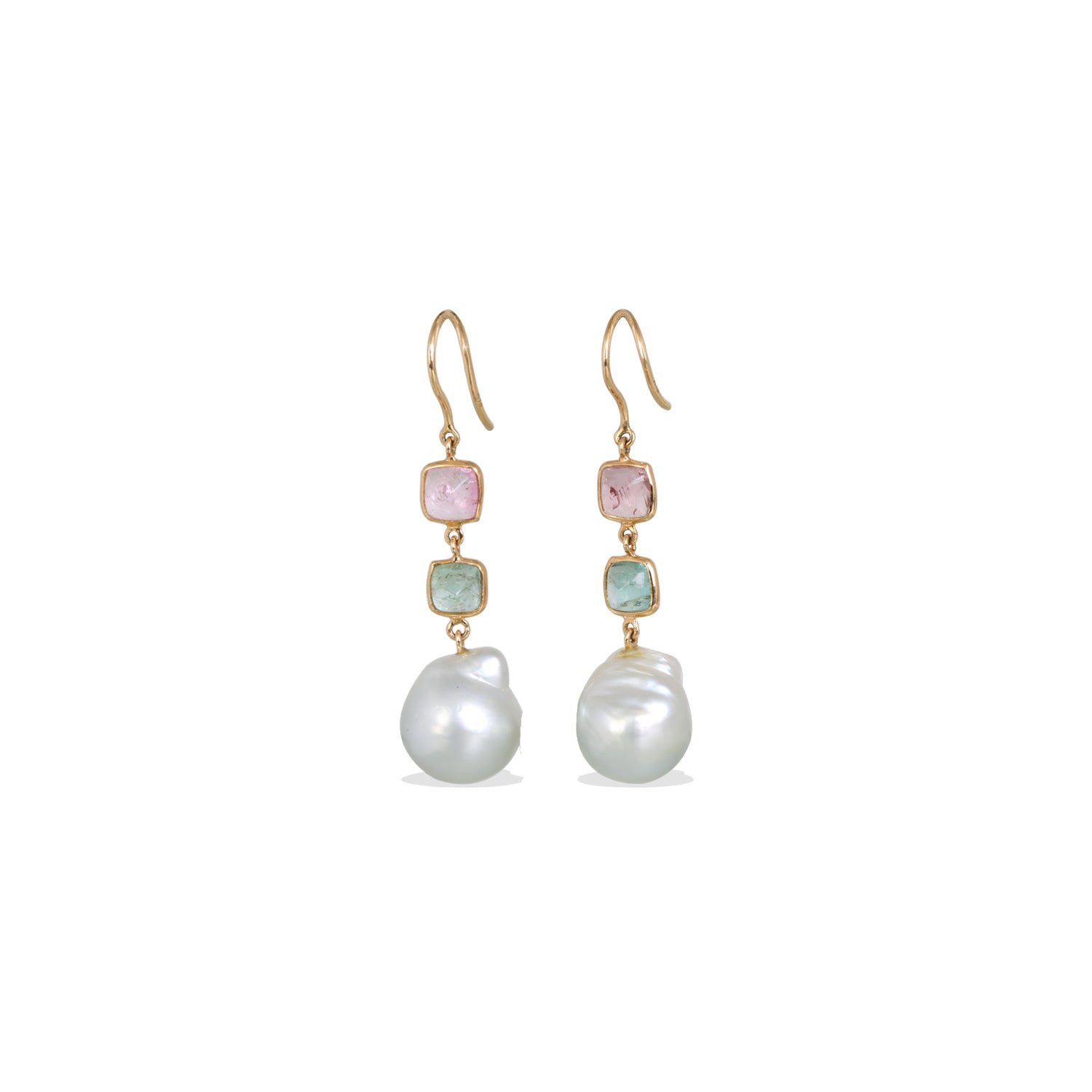 Pearl & Tourmaline 18K Gold Earrings