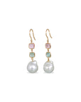 Pearl & Tourmaline 18K Gold Earrings