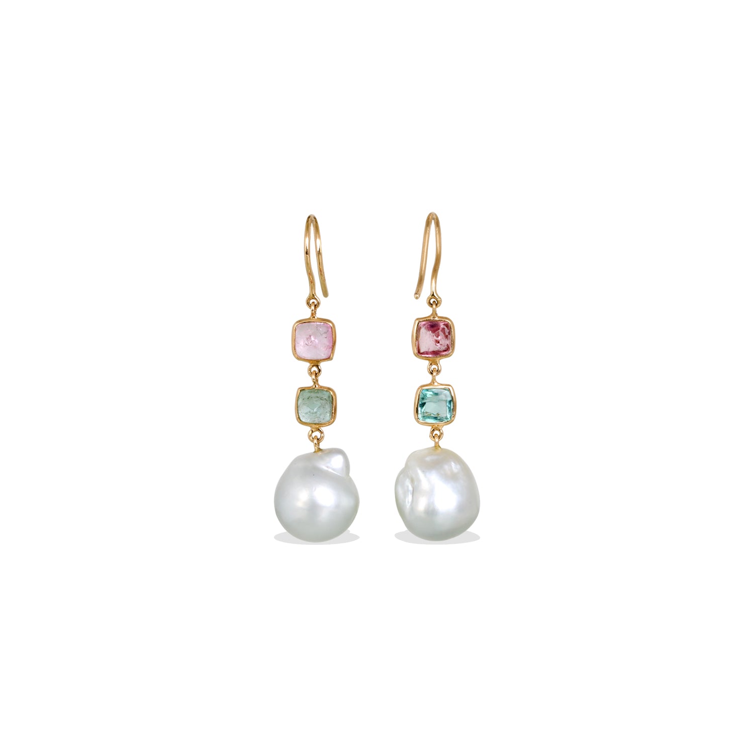 Pearl & Tourmaline 18K Gold Earrings