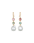 Pearl & Tourmaline 18K Gold Earrings