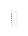 Pearl & Black Diamond Drop 18K Gold Earrings
