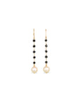 Pearl & Black Diamond Drop 18K Gold Earrings