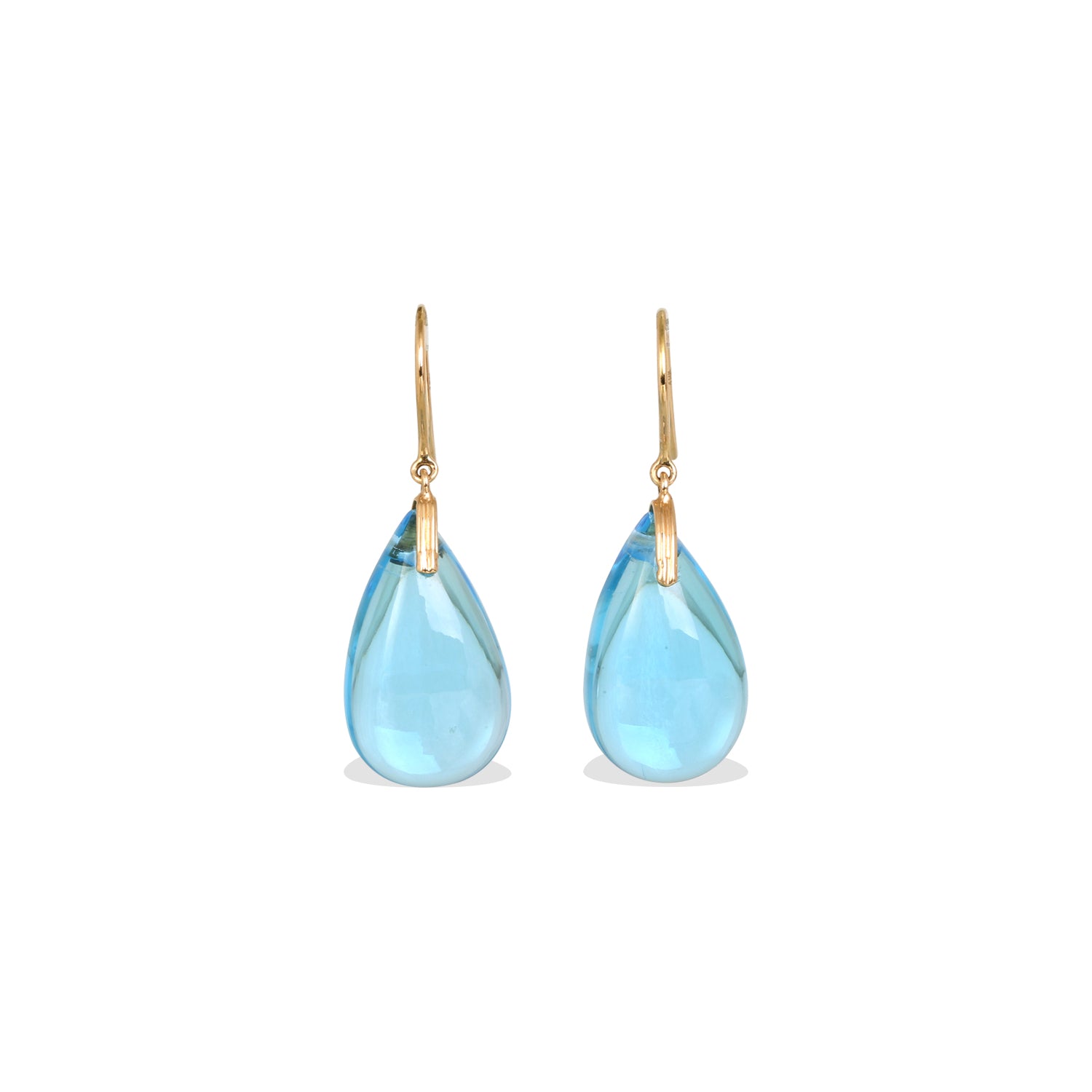 Blue Topaz Drop 18K Gold Earrings