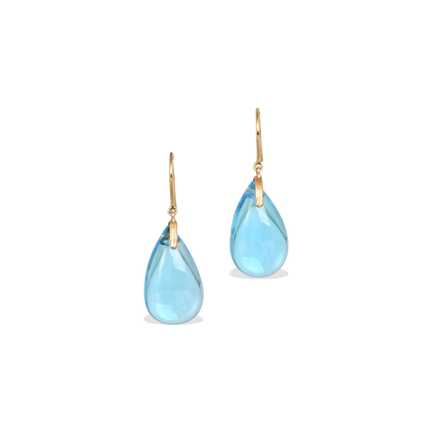 Blue Topaz Drop 18K Gold Earrings