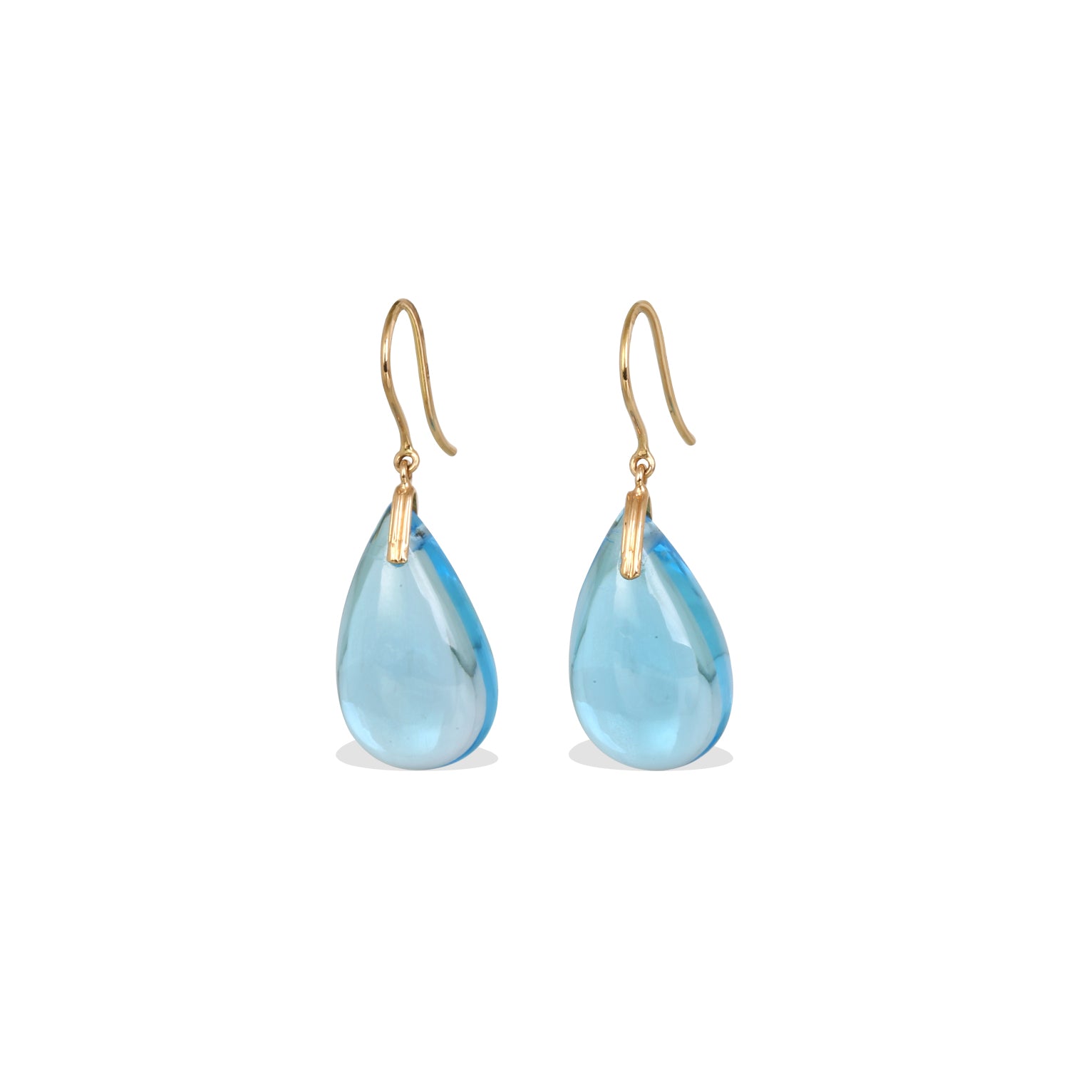 Blue Topaz Drop 18K Gold Earrings
