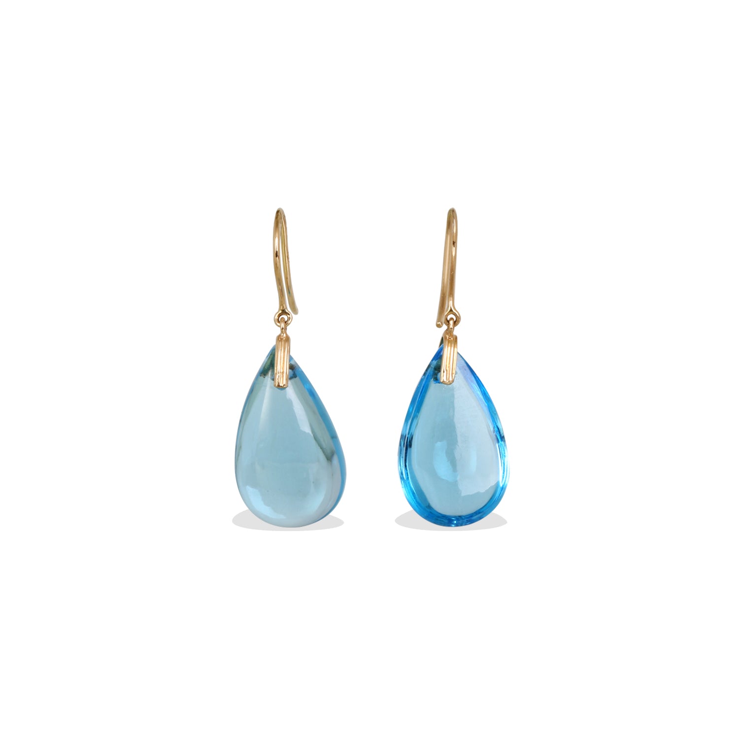 Blue Topaz Drop 18K Gold Earrings