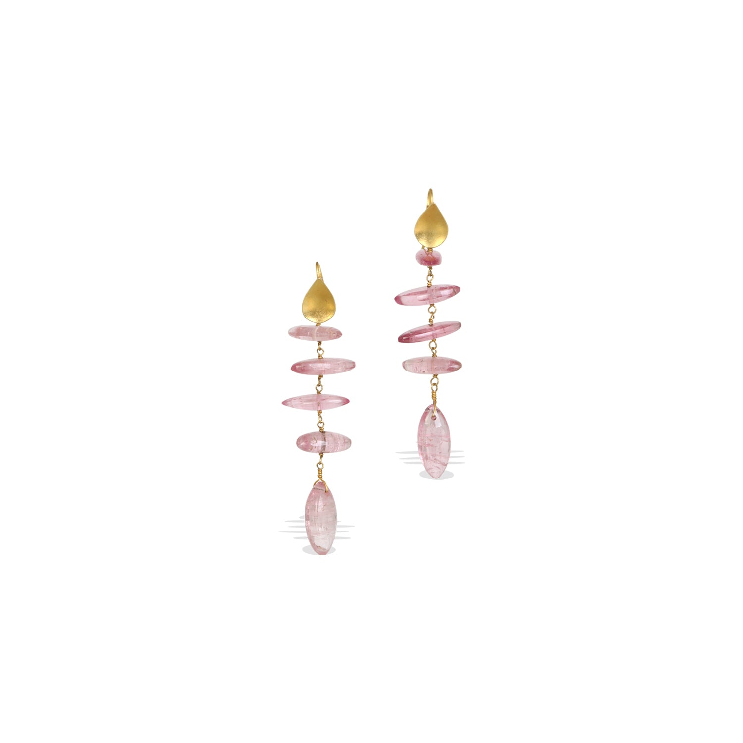 Pink Tourmaline 18K Gold Earrings