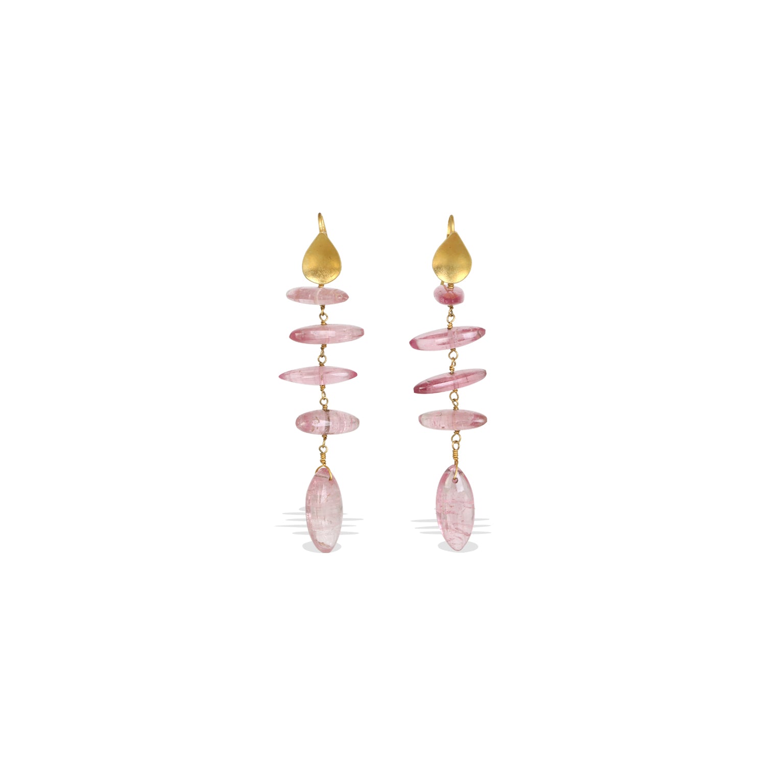Pink Tourmaline 18K Gold Earrings