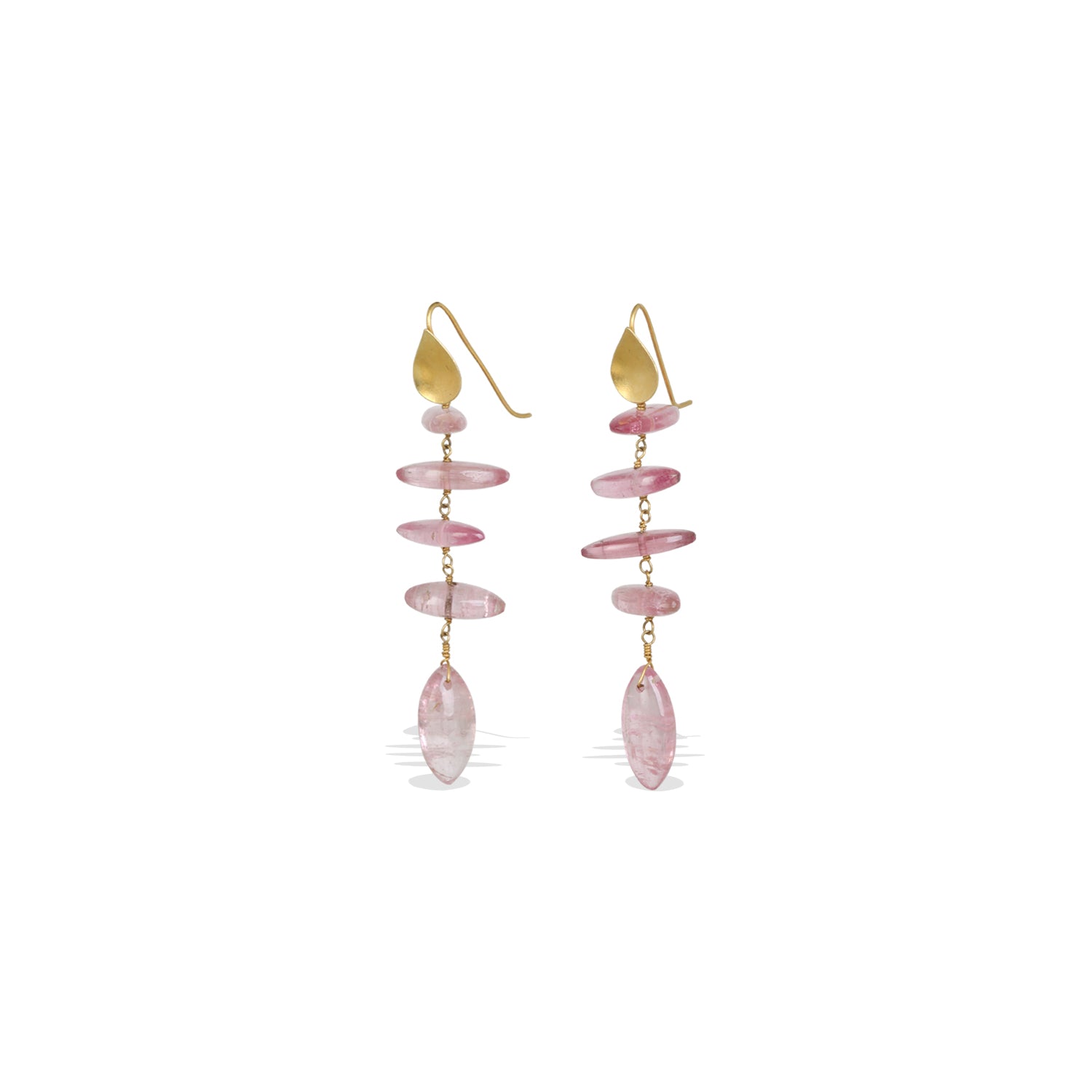 Pink Tourmaline 18K Gold Earrings