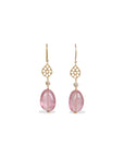 Pink Tourmaline & Diamond 18K Earrings