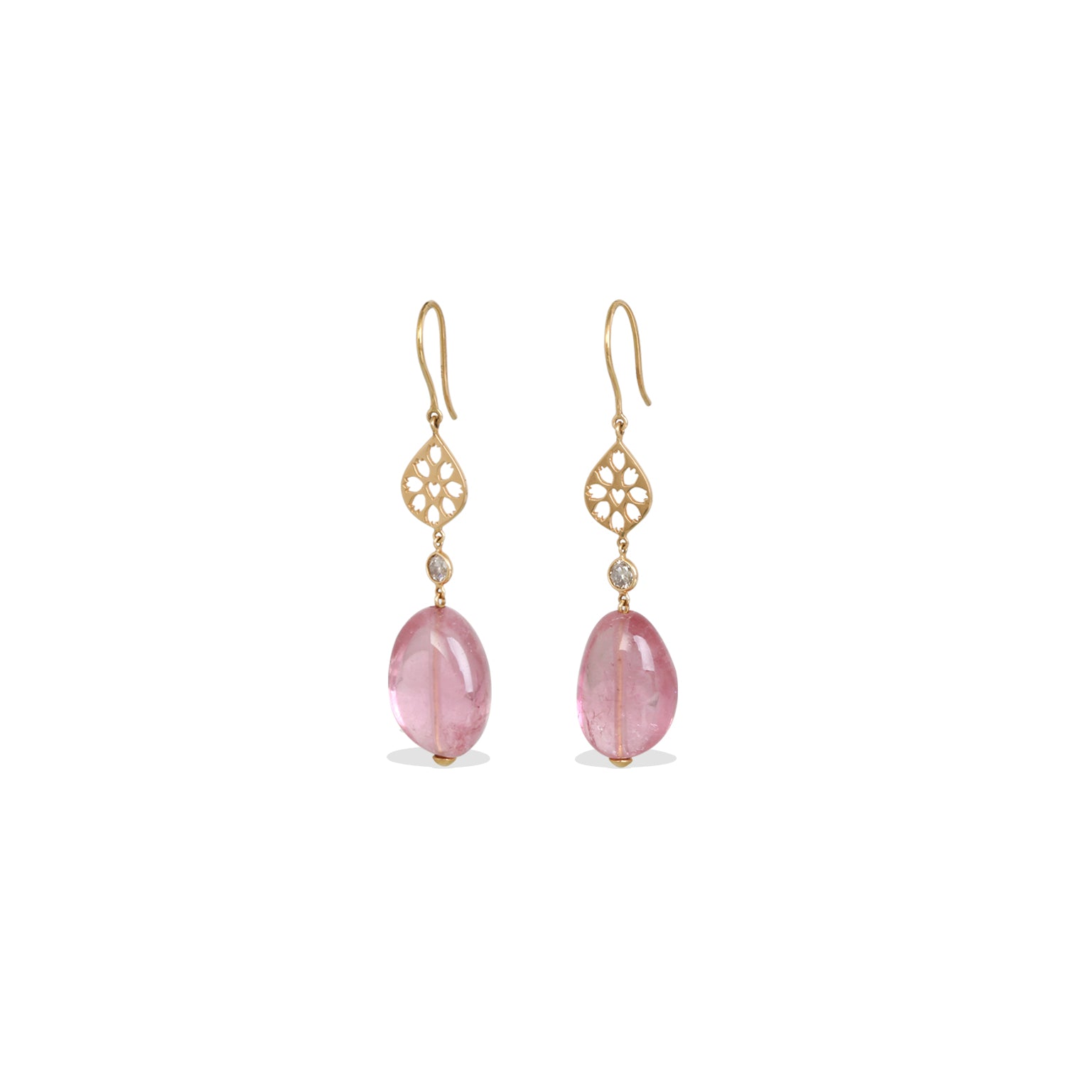 Pink Tourmaline & Diamond 18K Earrings