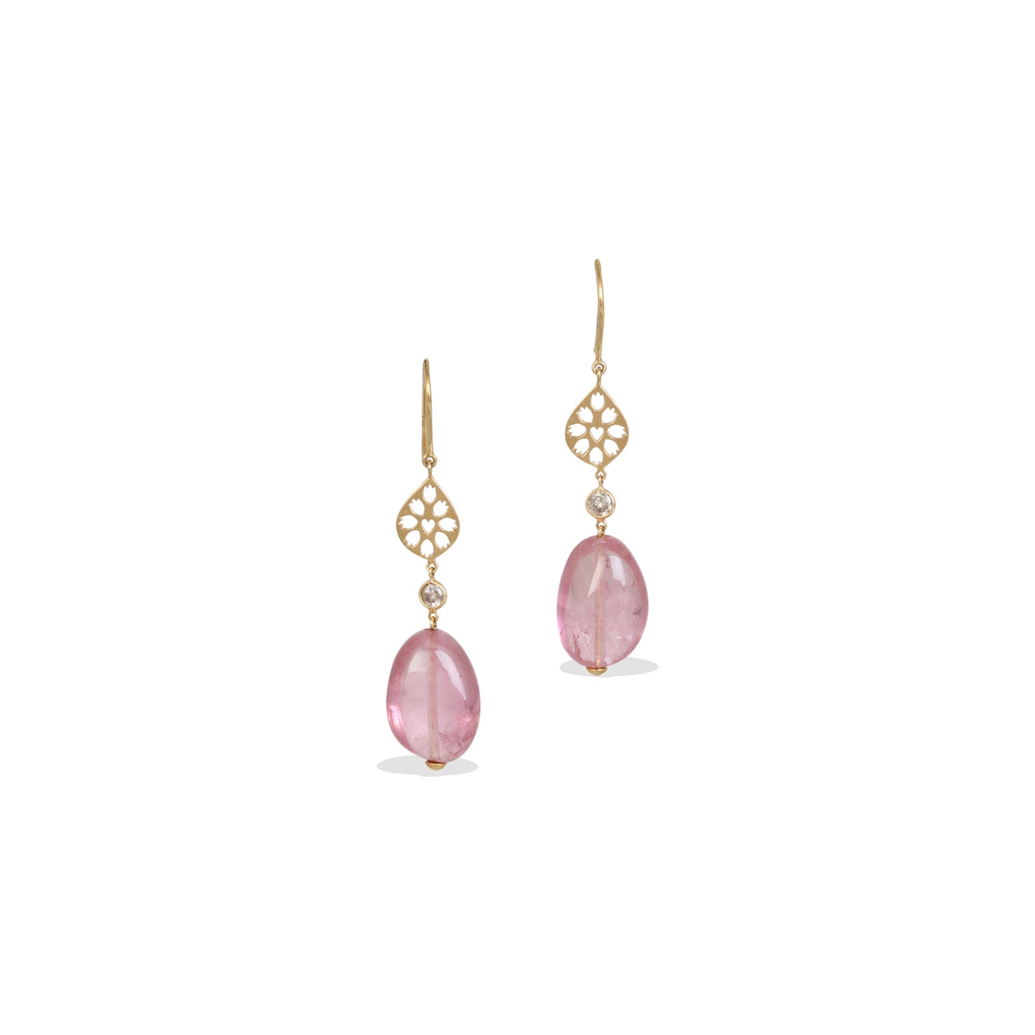 Pink Tourmaline & Diamond 18K Earrings
