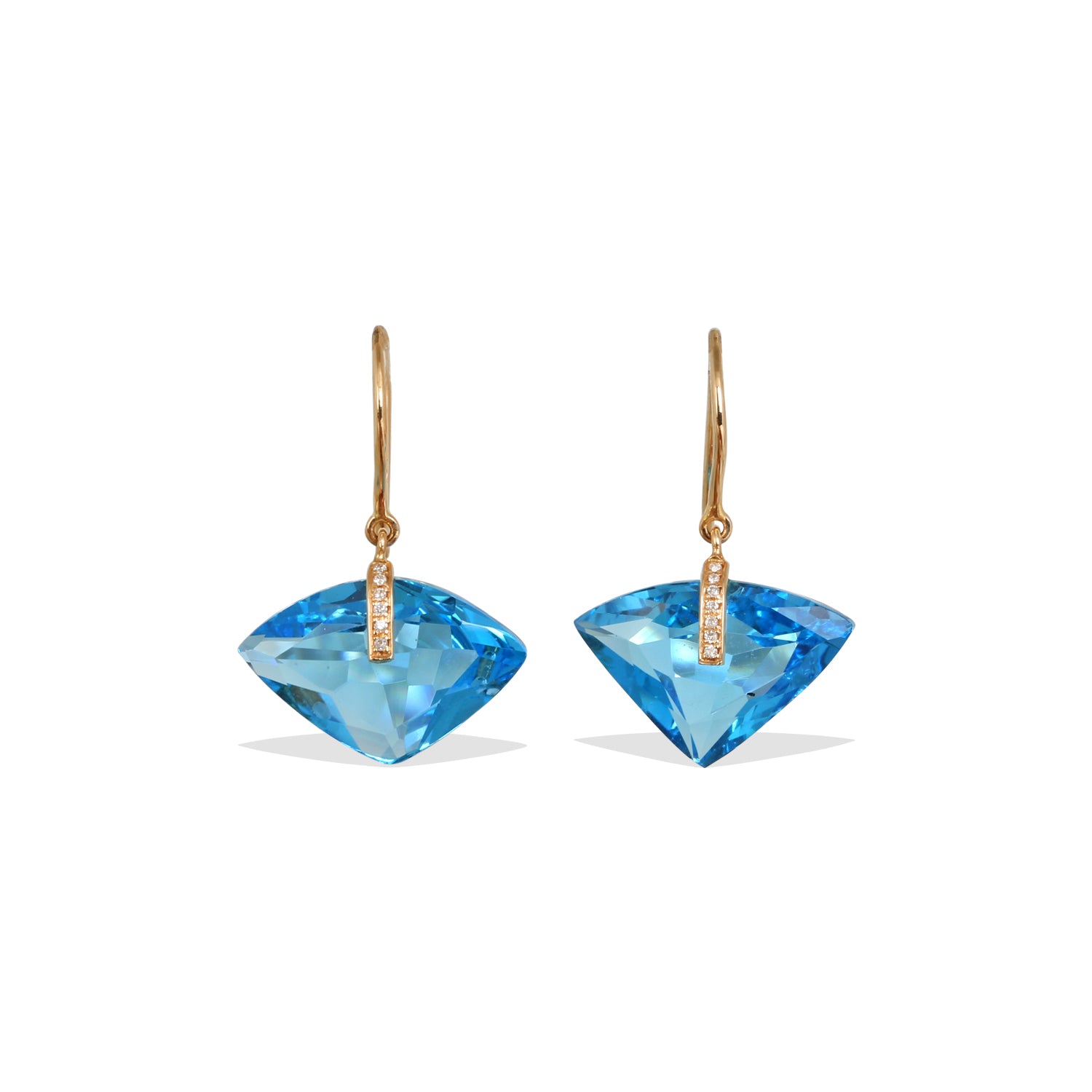 Blue Topaz 18K Gold Earrings with Diamonds