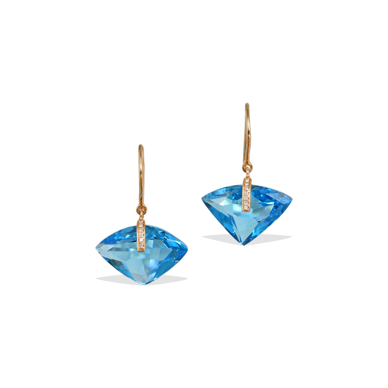 Blue Topaz 18K Gold Earrings with Diamonds